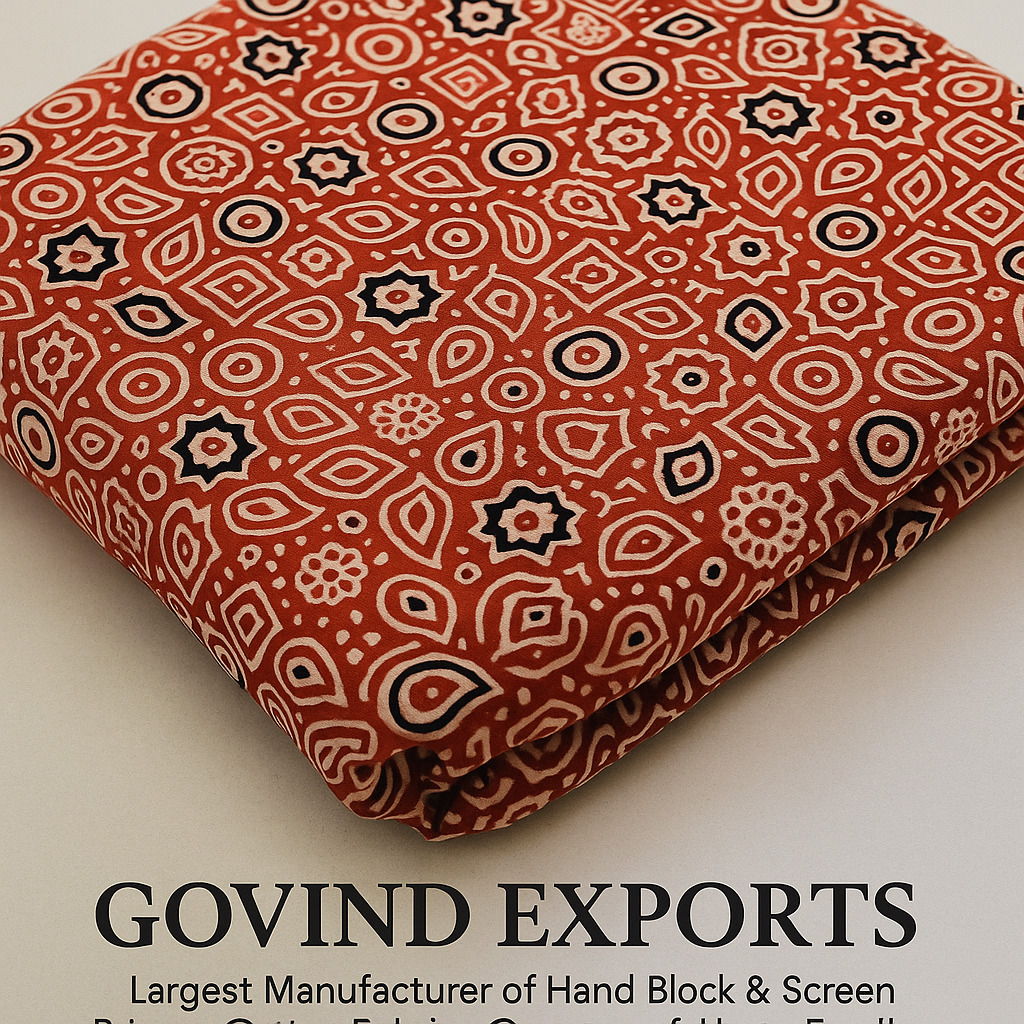 Ajrak Print cotton Fabrics manufcherer